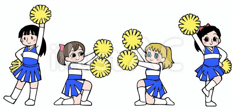 チアリーダー・青 チアリーダー,チアガール,チアリーディングのイラスト素材