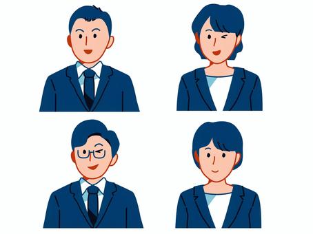スーツ姿　男女　笑顔 ビジネスマン,ビジネスパーソン,スーツ,ネクタイ,男女,先生,会社員,男,女,男性のイラスト素材