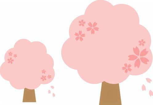 桜の木 さくら,春,木,お花見,イベント,行事,かわいい,シンプル,花吹雪,ワンポイントのイラスト素材