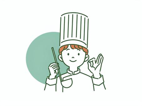 男性のシェフのイラスト シェフ,料理人,コック,料理,職業,飲食店,エプロン,調理,男性,仕事のイラスト素材