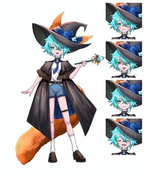 ケモ耳少年 ケモ耳,獣人,ファンタジー,尻尾,帽子,魔法使い,少年のイラスト素材