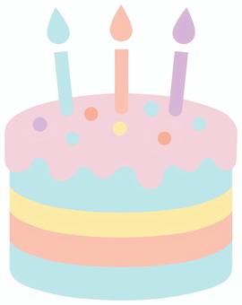 バースデーケーキ（パステルカラー） バースデーケーキ,ホールケーキ,ケーキ,ローソク,キャンドル,誕生日,パーティー,祝い,かわいい,シンプルのイラスト素材