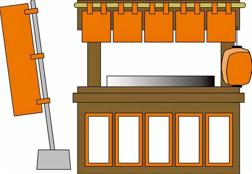 屋台　 屋台,出店,提灯,のれん,祭り,イベント,販売,線画のイラスト素材