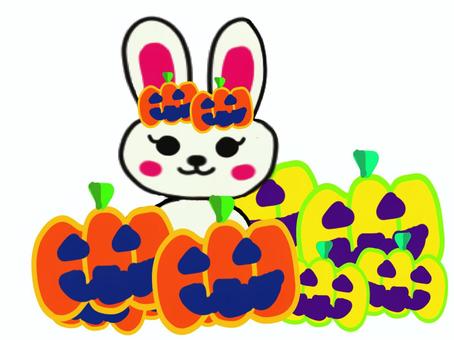 ウサギシリーズ ハロウィン,イベント,10月,うさぎ,秋,かぼちゃ,可愛い,動物,手描き,イラストのイラスト素材