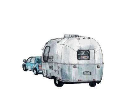 Watercolor painting, camper van, white background, JPG Watercolor painting, camper van, white background, camper, trailer, lead car, JPG