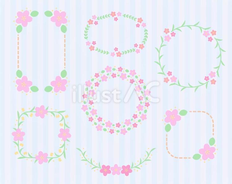 桜フレームセット 桜,春,飾り枠のイラスト素材