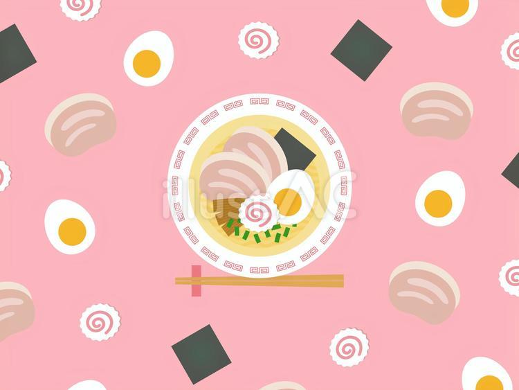 かわいいラーメンとトッピング食材の壁紙イラスト No 無料イラストなら イラストac