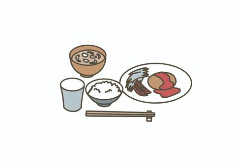 一人分の食事（ハンバーグ） ハンバーグ,食事,定食,一人暮らし,献立,昼食,夕食,和食,洋食,主食のイラスト素材