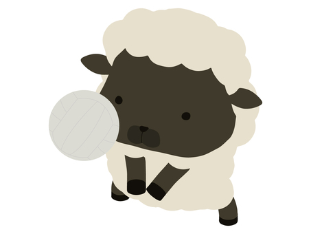 レシーブをする黒い羊 バレーボール,羊,動物,かわいい,スポーツ,レシーブのイラスト素材