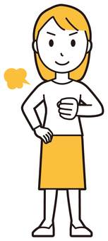  ロングヘア女性(黄)-087-全身