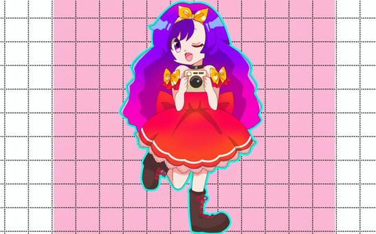 SNS風の女の子 SNS風の女の子 女の子,アイコン,アニメ,可愛い,萌え,カラフル,sns,ピンク,カメラ,ワンピースのイラスト素材