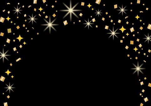 金の紙吹雪_黒背景_半円