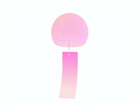 風鈴ピンク 風鈴,ふうりん,ピンク,夏,納涼,夏祭り,手描き,手書き,7月,8月のイラスト素材