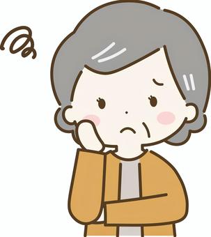 悩む・モヤモヤするおばあさん おばあさん,祖母,高齢,高齢者,悩む,モヤモヤ,困る,わからない,どうしよう,困惑のイラスト素材