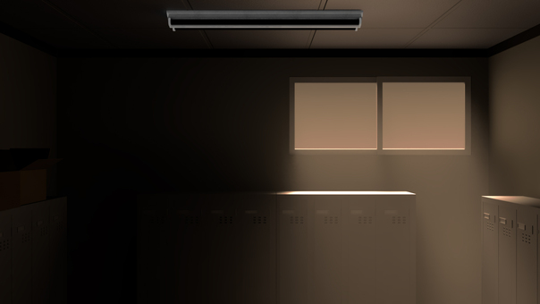 夕暮れに光が差し込む静かな部室 学校,ロッカールーム,更衣室,脱衣所,控え室,部室,ロッカー,着替え,部屋,室内のイラスト素材