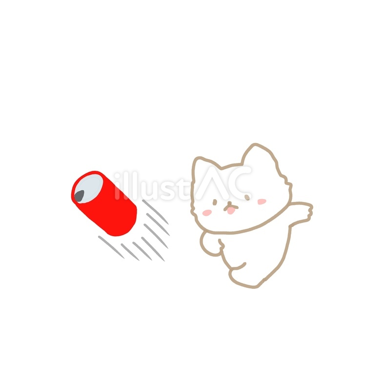 缶蹴りをするねこ ねこ,缶蹴り,動物のイラスト素材