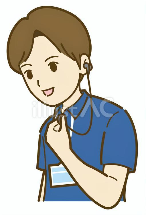 イベントスタッフ男性_無線連絡 男性,人物,ポロシャツのイラスト素材