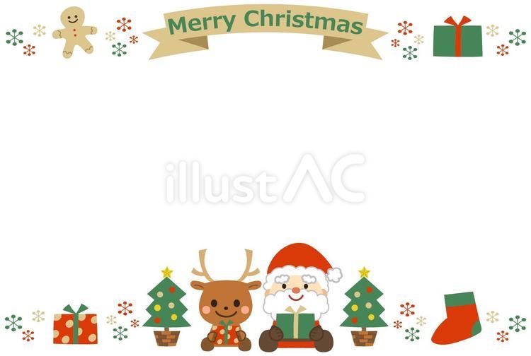 サンタとトナカイのクリスマスフレーム素材 飾り枠,フレーム,クリスマスのイラスト素材