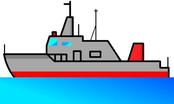 哨戒艇 ミリタリー,船,軍艦,哨戒艇,小型船,兵器,海,蛍光色,デフォルメ,背景透過のイラスト素材