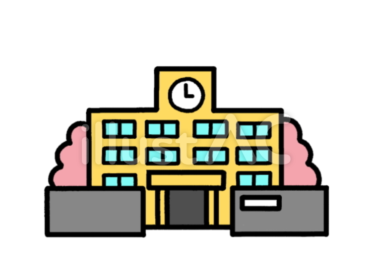 学校　黄　春 小学校,中学校,4月のイラスト素材