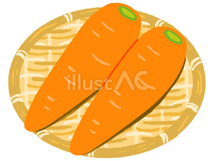 ざるに乗った二本のにんじん にんじん,ざる,野菜のイラスト素材