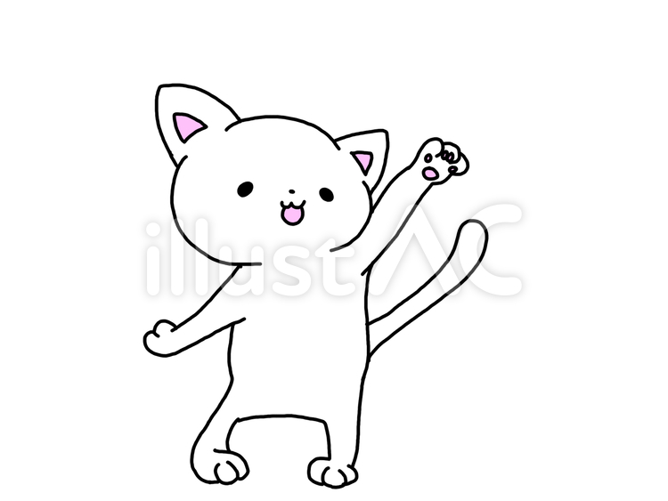 手を挙げるネコ 手,挙げる,手招きのイラスト素材