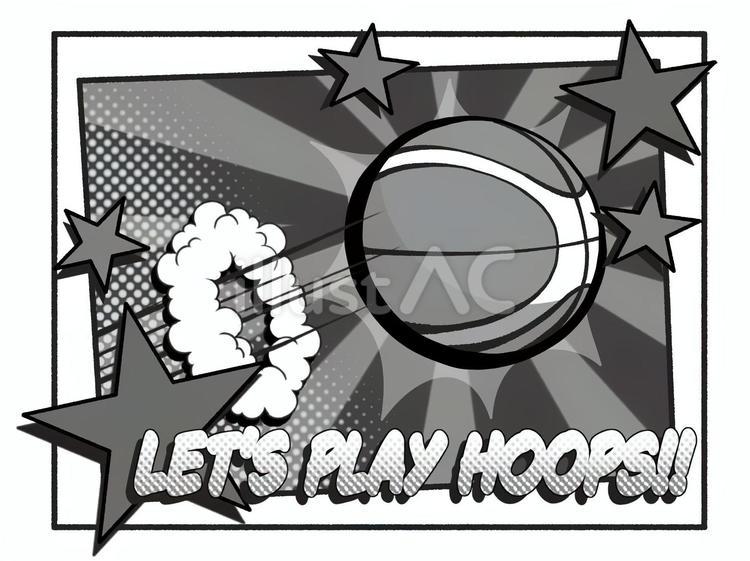 LETS PLAY HOOPS!!モノ バスケ,バスケットボール,背景のイラスト素材