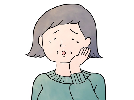 悩む女性(ご年配) マダム,年配,お年寄り,シニア,挿し絵,シンプル,手書き,手描き,ゆるい,ご年配の方のイラスト素材