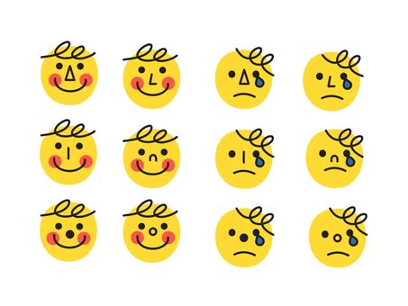 顔文字　笑顔と泣き顔　セット 顔文字,絵文字,スマイルマーク,ニコニコ,にっこり,スマイリー,フェイス,笑顔,笑う,嬉しいのイラスト素材