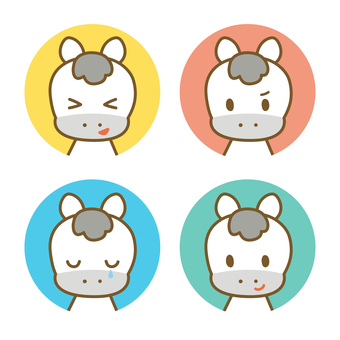 白いうま表情アイコンセット