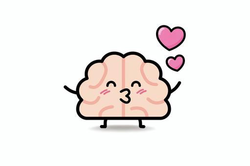 脳みそさん★投げキッス 脳みそ,ハート,チュー,キス,投げキッス,脳,笑顔のイラスト素材