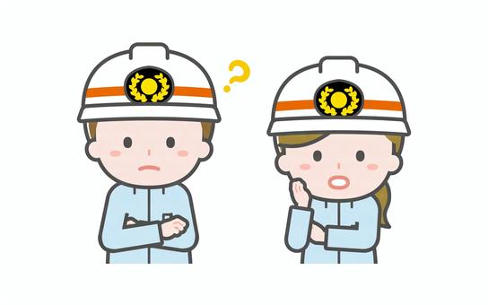 ミニ_2人_救急隊員の男女04 男性,女性,大人,職業,仕事,救急隊,救命,医療,搬送,事故のイラスト素材