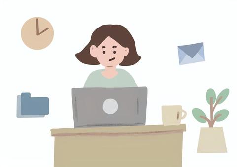 シンプルなタッチのオフィスの様子　 オフィス,会社,ol,仕事中,ビジネスのイラスト素材