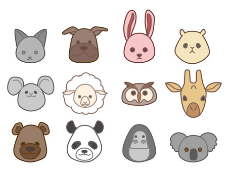 動物アイコン 動物,アイコン,猫,犬,ウサギ,ハムスター,ネズミ,羊,フクロウ,キリンのイラスト素材