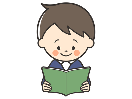 読書をする男子生徒 読書,本,読む,本読み,文庫,小説,冊子,物語,国語,授業のイラスト素材