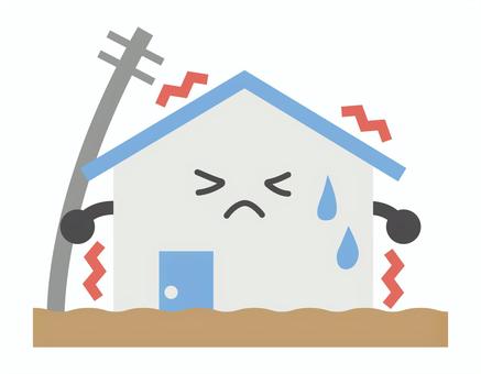 地震に耐える家のイラスト素材 地震,耐震,耐える,地震対策,災害,怖い,住宅,新築,揺れ,リフォームのイラスト素材