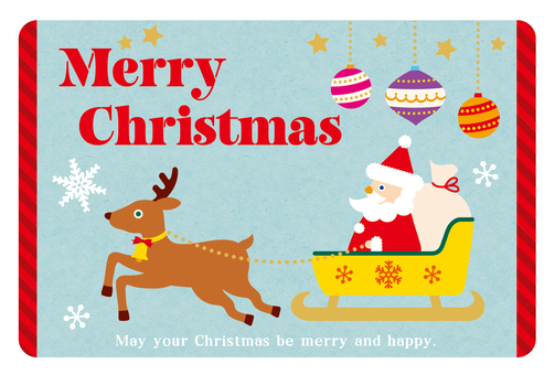 ポップなクリスマスカード05 クリスマス,サンタ,トナカイ,くま,ねこ,クリスマスリース,クリスマスツリー,ツリー,サンタクロース,メリークリスマスのイラスト素材