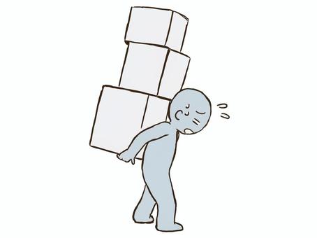 重い荷物を持つドローイング デッサン,人形,ラフ,ポーズ,重い,荷物,持つ,担ぐ,汗,しんどいのイラスト素材