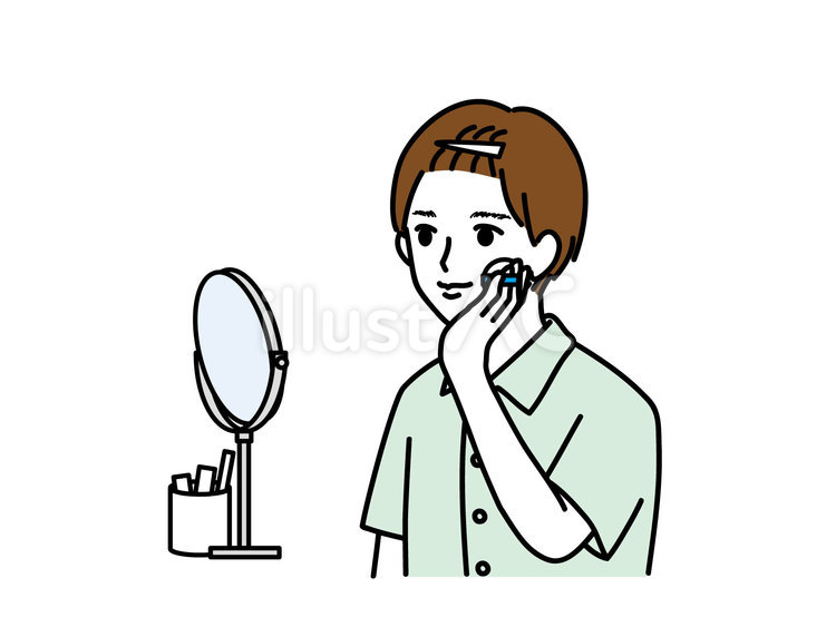 化粧をする男性 メイク,男性,化粧のイラスト素材