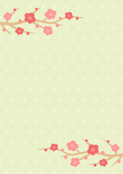 梅の花と和柄 正月の背景素材03 正月,お正月,背景,和柄,梅,花,和風,和,枠,飾り枠のイラスト素材