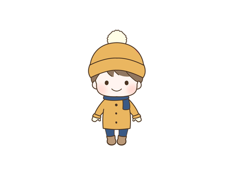 冬服を着た男の子 子ども,男の子,冬,冬服,帽子,マフラー,コート,防寒のイラスト素材