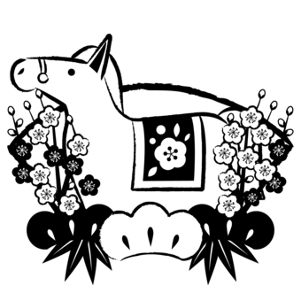 zodiac26105 zodiac26105 馬,午年,扇,梅,松,年賀状,花,和風,かわいい,アイコンのイラスト素材