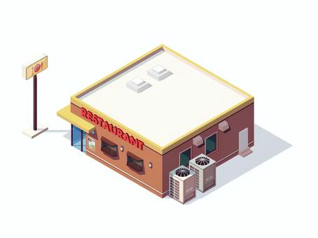 Illustration, restaurant, meal, building, 