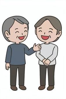 ツッコミする人 ツッコミする人 ツッコミ,漫才,ボケ,面白い,笑顔,笑い,楽しい,喜び,おじさん,男のイラスト素材