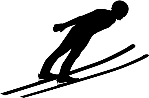 スキージャンプのシルエット スキージャンプ,ジャンプ競技,ウィンタースポーツ,スキー選手,飛距離,空中姿勢,ジャンパー,競技会,冬,雪のイラスト素材