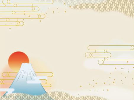 お正月のめでたい背景3 正月,富士山,初日の出,背景,新年,新春,年賀状,めでたい,年始,縁起物のイラスト素材