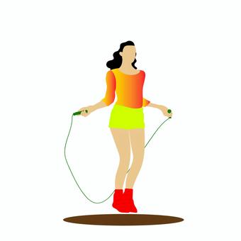 なわとび 014 なわとび,運動,トレーニング,エクササイズ,ジャンプ,女性,スポーツ,フィットネス,ロープ,アウトドアのイラスト素材