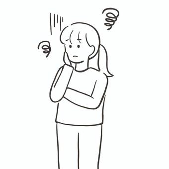 悩んでいる女性 悩み,考え事,困りごと,心配,心配事,困り顔,不安,女性,女の人,女のイラスト素材