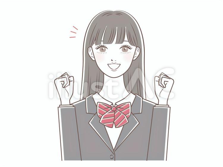 ガッツポーズをする制服の女の子イラスト No 無料イラストなら イラストac