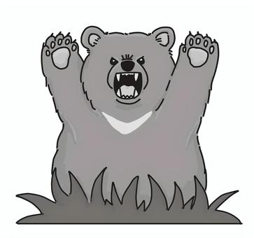 熊出没注意　ツキノワグマ　2 モノクロ 熊,注意喚起,野生動物,ツキノワグマ,山,モノクロ,熊出没注意,熊注意,山登り,登山のイラスト素材